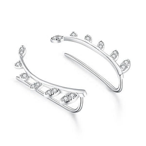 Crystal Leaves Climber Earrings 925 Silver - Ellevoke