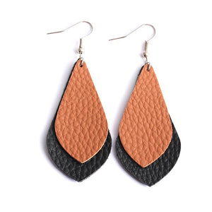 Double Layered Vegan Leather Earrings - Ellevoke