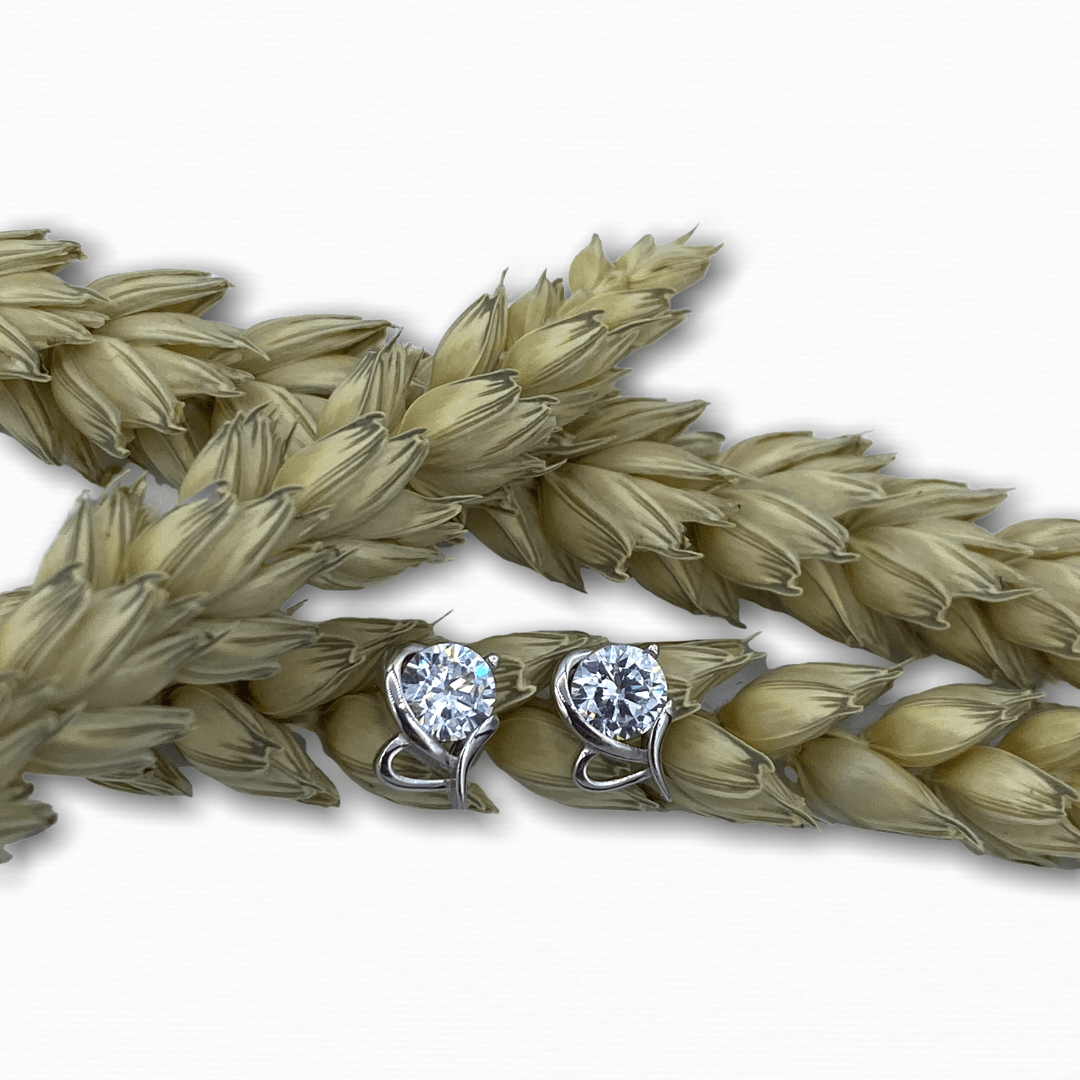 Flower Crystal Earrings 925 Silver - Ellevoke