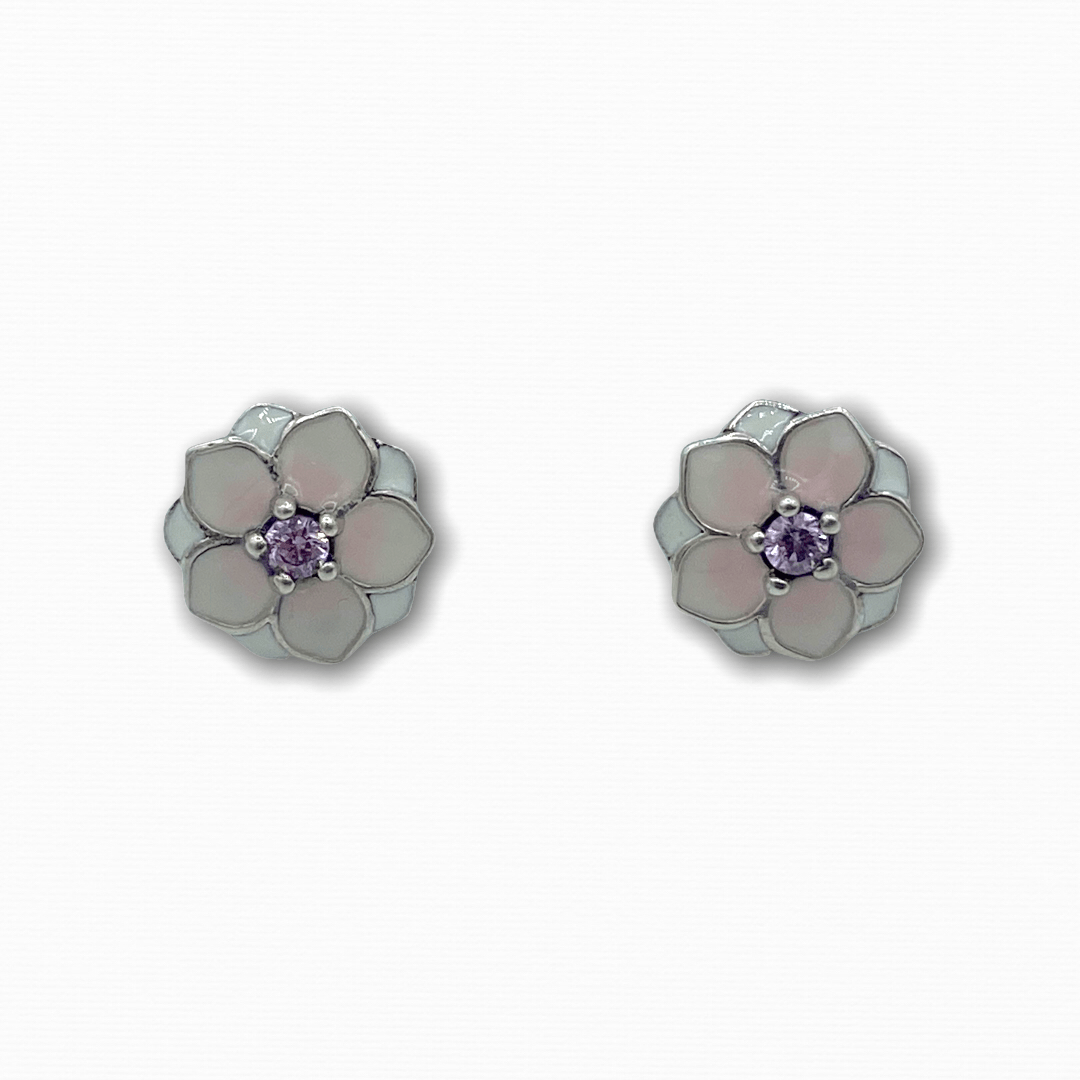 Floral Stud Earrings 925 Silver - Ellevoke