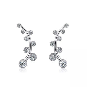 Crystal Flower Tendril Earrings 925 Silver - Ellevoke