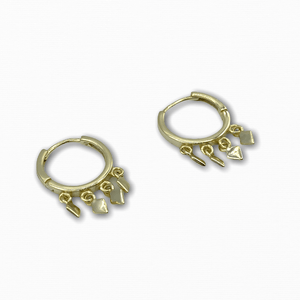 Gold Rhombus Drop Earrings 925 Silver - Ellevoke