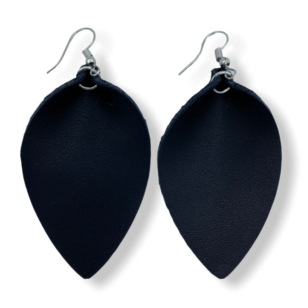 Vegan Leather Leaf Earrings - Ellevoke