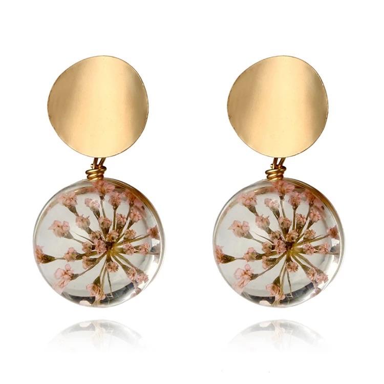 Round Glass Flower Earrings - Ellevoke