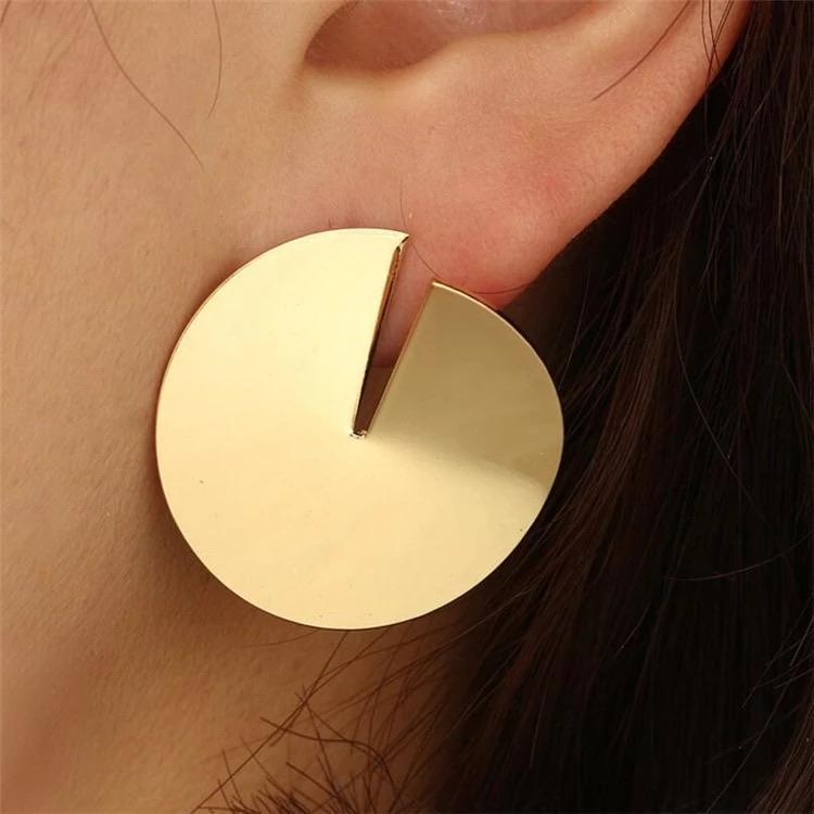 Open Cut Metal Circle Earrings - Ellevoke